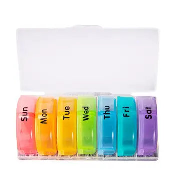 

Round Medicine Organizer Daily (Twice-a-Day) Weekly AM/PM Pill Box 7 Day Pill Container Vitamin Organizer Travel Pill Case