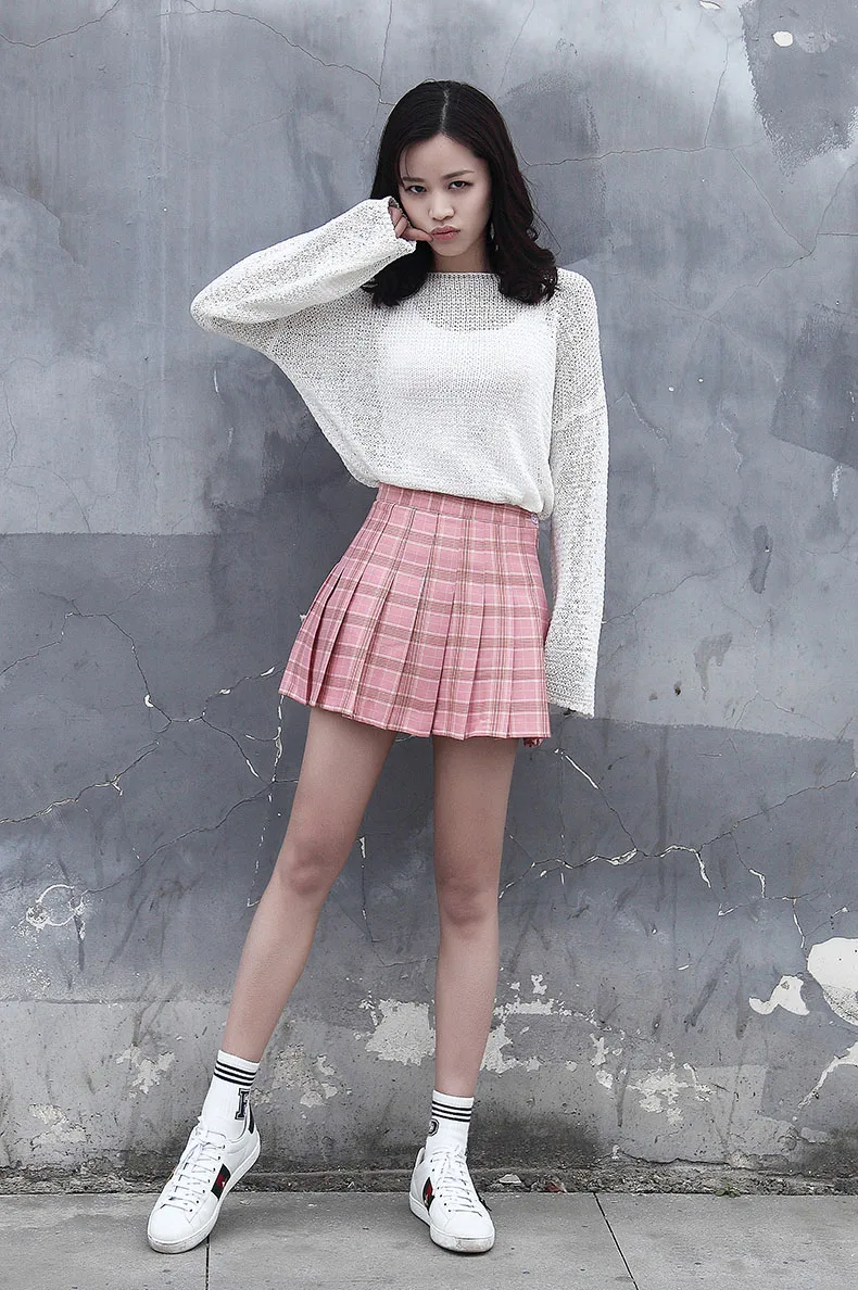 XS-3XL Harajuku Женская мода лето Высокая талия плиссированная юбка ветер Косплей клетчатая юбка kawaii женские юбки