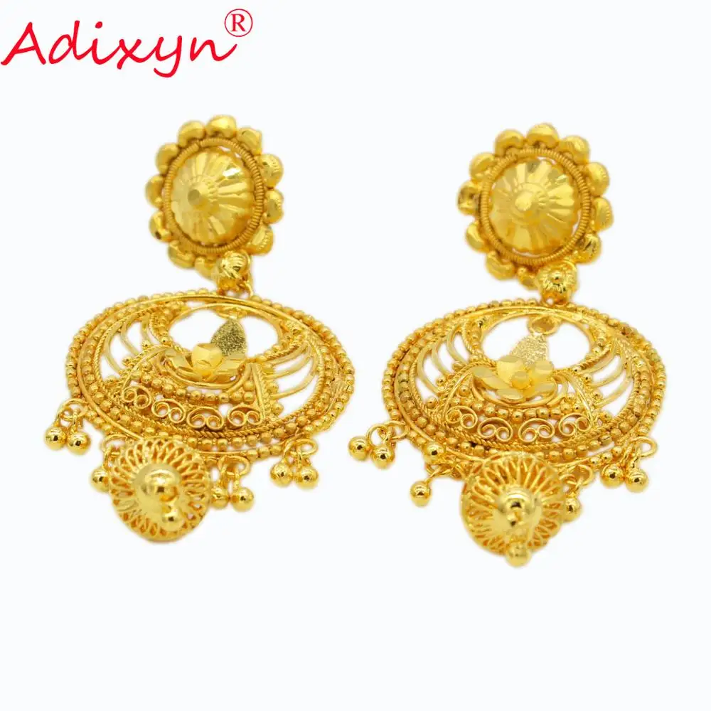 Adixyn New India Ethnic Earrings For Women Gold Color/Copper Manual Jewelry Religious Activities N10279