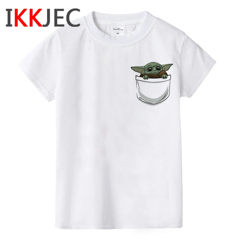 Kawaii/детская футболка для маленьких мальчиков и девочек с Йодой Милая Детская футболка с короткими рукавами и принтом «Звездные войны» футболка с мандалорианским принтом крутые детские футболки