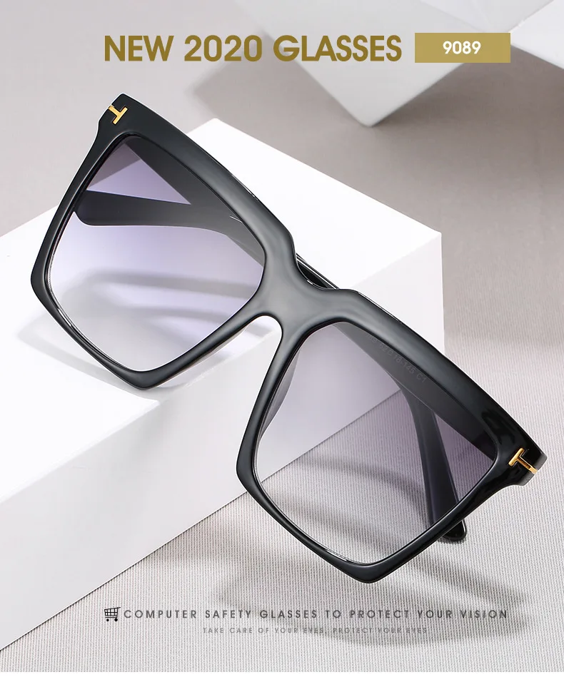 Oversize Square Sunglasses 2021 Women Vintage Brand Big Frame Sun Glasses Woman Black Gradient Female Glasses Oculos UV400 ray ban sunglasses women