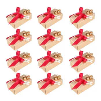 

12PCS Candy Boxes Treat Paper Boxes Wedding Favors Chocolates Gift Holder Packaging Boxes With Bowknot For Wedding