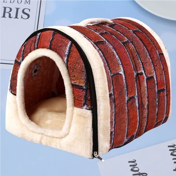 

1PC Stylish Pet Nest Detachable Dog Kennel Retro Wall Brick Cat House Soft Pet Sleeping Bed Pet Supplies for Cat Dog (Assorted C