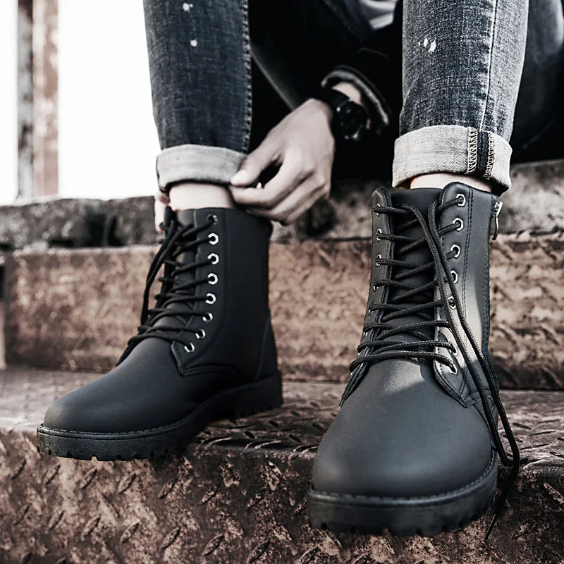 

Autumn & Winter New Style Men Casual Leather Boot England Fashion Martin Boots plus Velvet Warm Men's Boot
