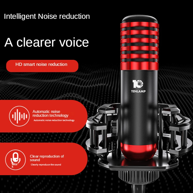 Профессиональный потоковый конденсаторный микрофон для Iphone ПК сотового