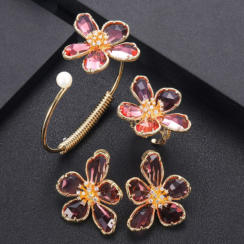 

jankelly Hotsale African 3 pcs Bridal Jewelry Sets New Fashion Dubai Jewelry Set For Women Wedding Party Accessories Design