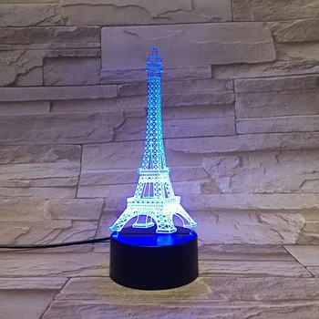 

Building of Paris Eiffel Tower 3D Lamp Nightlight Dropship Multi-color with Remote Led Night Light Lamp Lovely Reward for Baby