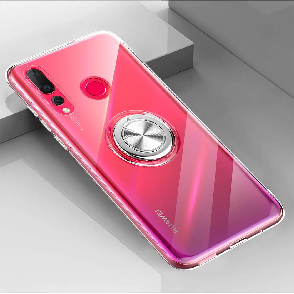 Transparent Прозрачный силиконовый чехол для huawei P30 P20 Lite Pro mate 20 Pro Lite Nova4 3E 4E Honor V20 противоударный защитный чехол-подставка - Цвет: Transparent