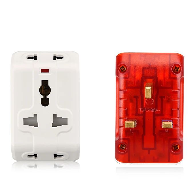 Штепсельный адаптер Универсальный международный Электрический штепсельный адаптер на 13A UK/Hong Kong Тип G адаптер конвертер AC зарядное устройство розетка - Цвет: Красный