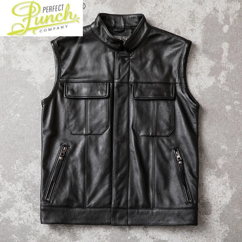 

Жилет мужской из натуральной коровьей кожи, куртка для езды на мотоцикле, осень, LXR398