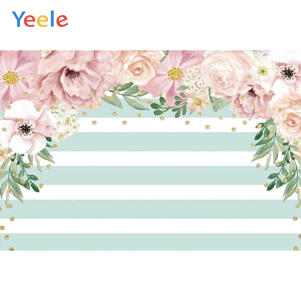 

Spring Stripe Flower Princess Birthday Party Custom Vinyl Backdrop Photography Background For Photo Studio Photophone Photozone