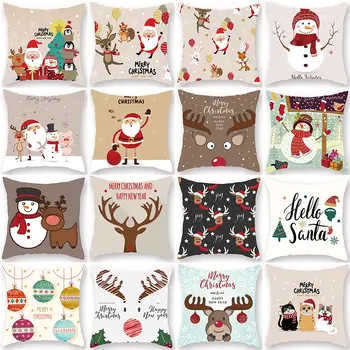 

1Pcs Christmas Winter Snow Pattern Cushion Cover Polyester 45*45cm Decorative Pillowcase New Year Sofa Home PillowCover 41004