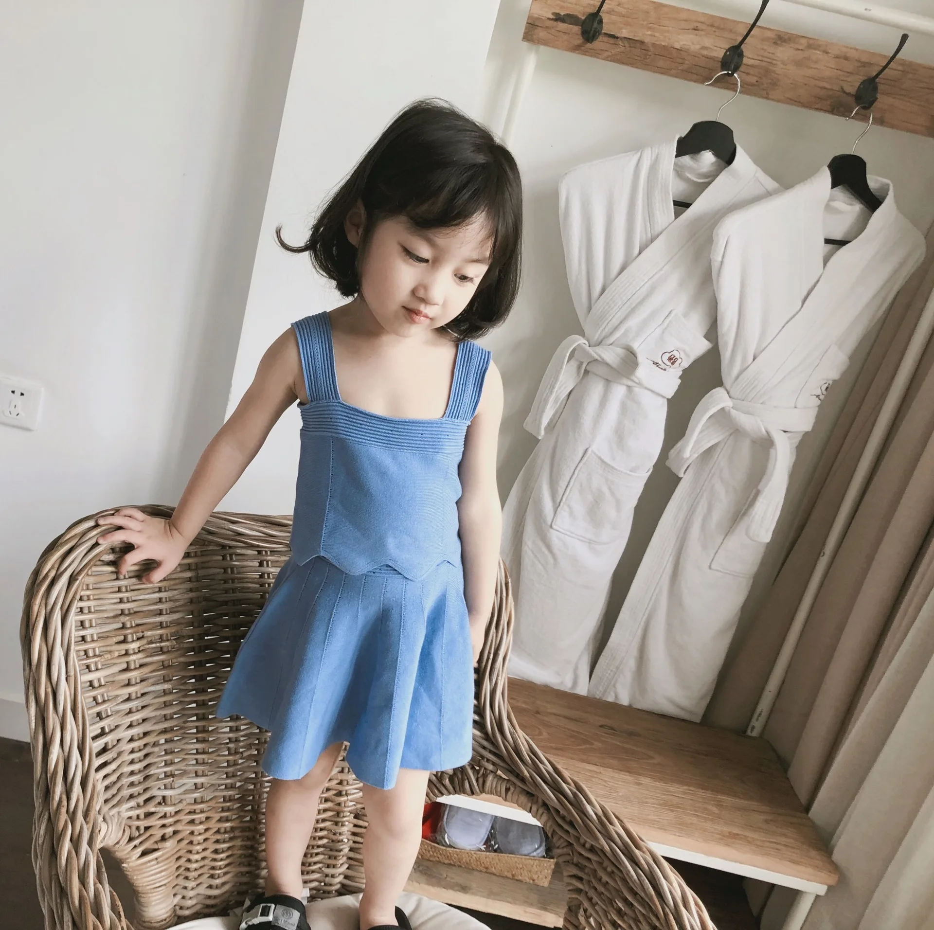 

18 Years Summer Baby GIRL'S Set Camisole Knitting Suit Thin Soft Pure Cotton Tencel Breathable Elegant