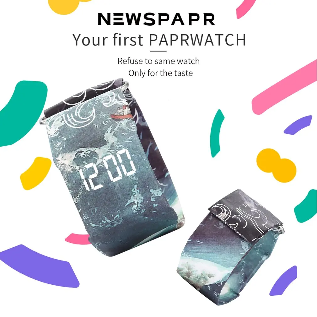 

Newspaper Strap LED Digital Watch Ultra Light Magnetic Closure Buckle Personalized Watch for Men Women students stylish watchN