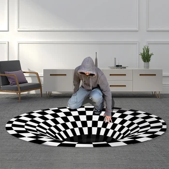 

40/60/80/100/120/140/160cm Nordic Moisture Proof Floor Mat Visual Illusion 3D Rug Carpet For Living Room Home Decorative