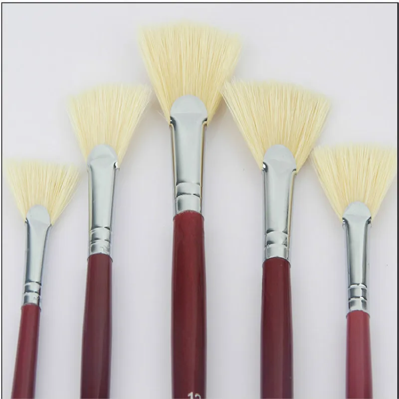 

13Pcs/lot Gouache Oil Painting Brush Pen Kids Fan Shaped Bristle Wooden Handle Painting Brush Drawing Brushes Art Supplies
