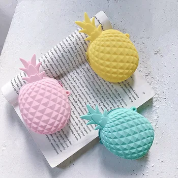 

3D Pineapple Zipper Soft Silicon Earphone Earpods Funda Case Portable Earphone Storage Bag USB Cable Organizer