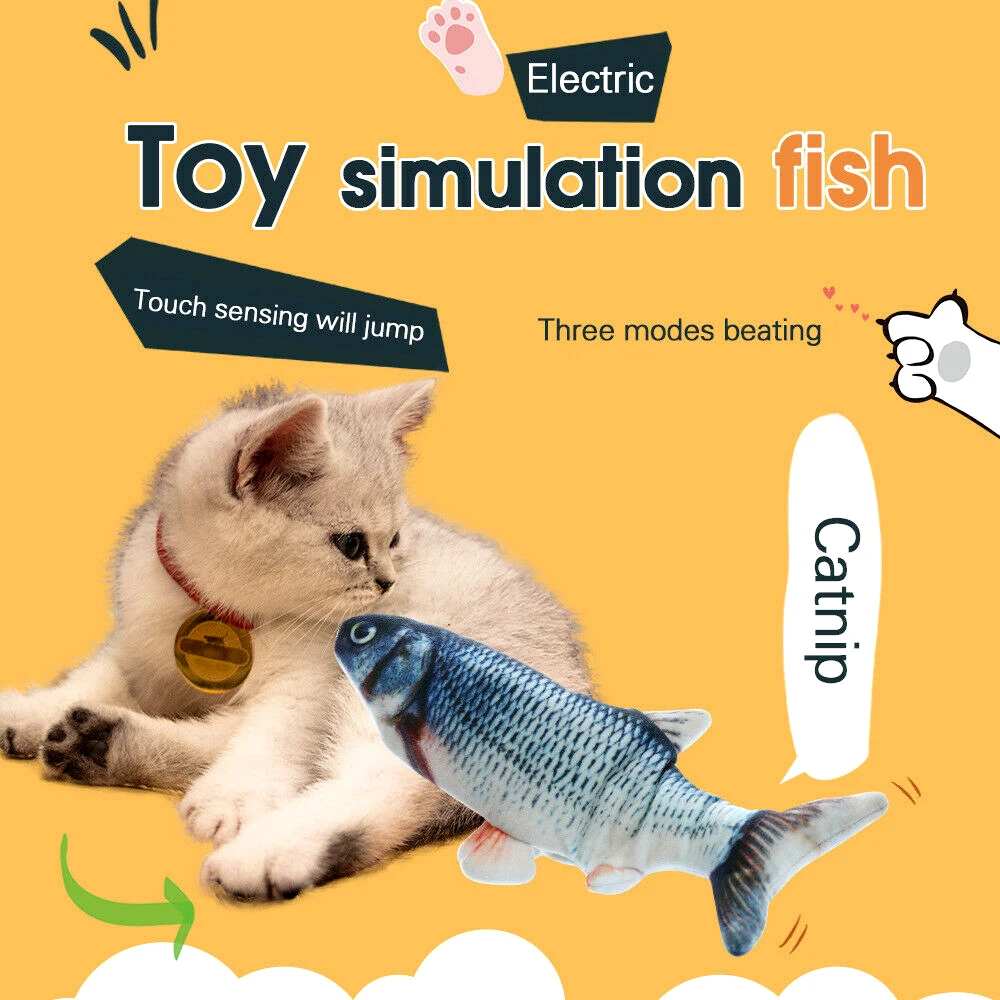 Gato juguete de 3D pescado carga USB eléctrico pez de imitación juguetes para gatos mascotas juguete carpa herbívora juguete para gatos