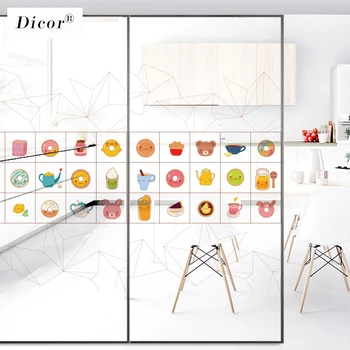 

Relax Afternoon Tea Art Dessert Dicor Brand Acrylic Frosted Opaque Privacy Film for Kitchen Restaurant Cafe Fashion Window Films