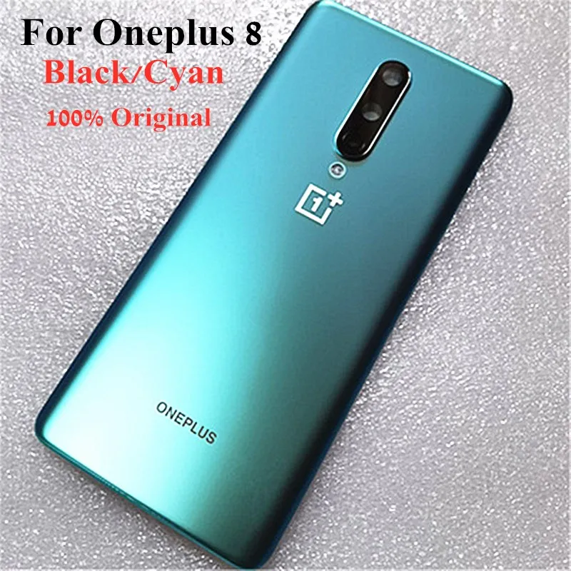 

100% Original Back Cover For Oneplus 8 1+8 Glass Back Housing Back Cover With Camera lens Frame Battery Case Replacement Parts