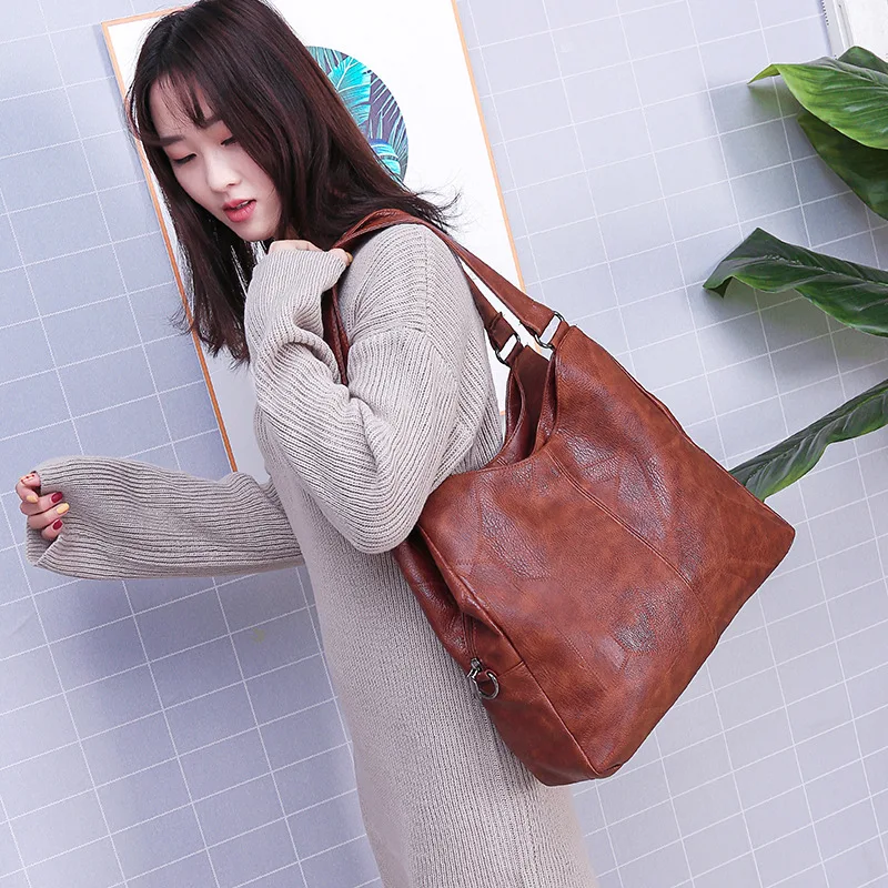

Korean-style Fashion Tote Bag Women's Casual Glorious Soft Leather PU Crossbody Bag Simple Versatile Washed Leather Shoulder Han
