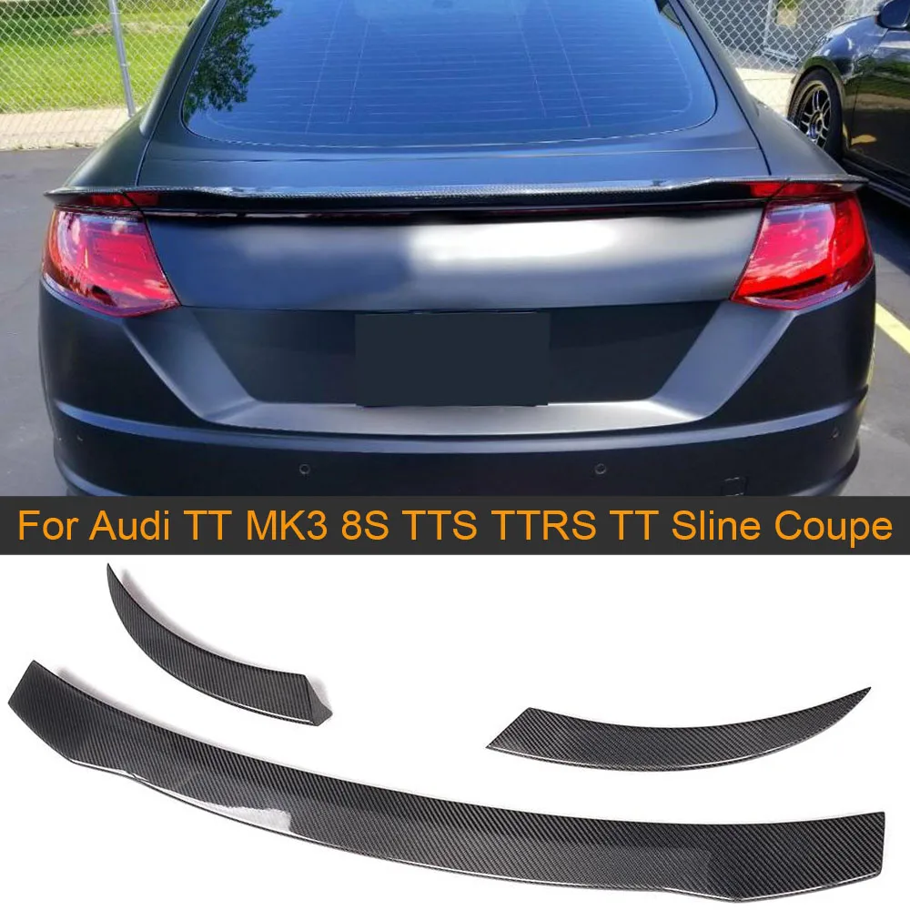 In Fibra Di Carbonio Posteriore Tronco Boot Lip Spoiler Ala Per Audi Tt Mk3 8S Ttrs Tts Tt S Line Coupe 2D 2015 - 2017 Spoiler Posteriore 3Pcs Frp