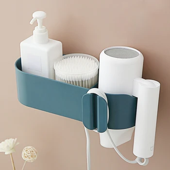 

Makeup Self Adhesive Shampoo ABS Wall Mounted Space Saving Bathroom Storage Hotel Hair Dryer Rack Universal Comb Holder