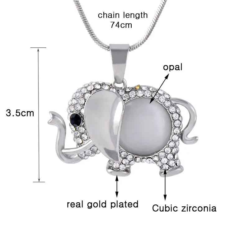 SINLEERY шикарное ожерелье с подвеской в виде слона из опала, желтое золото, серебро, цепочка с синим цирконием, длинное ожерелье для женщин, ювелирные изделия MY026 SSD