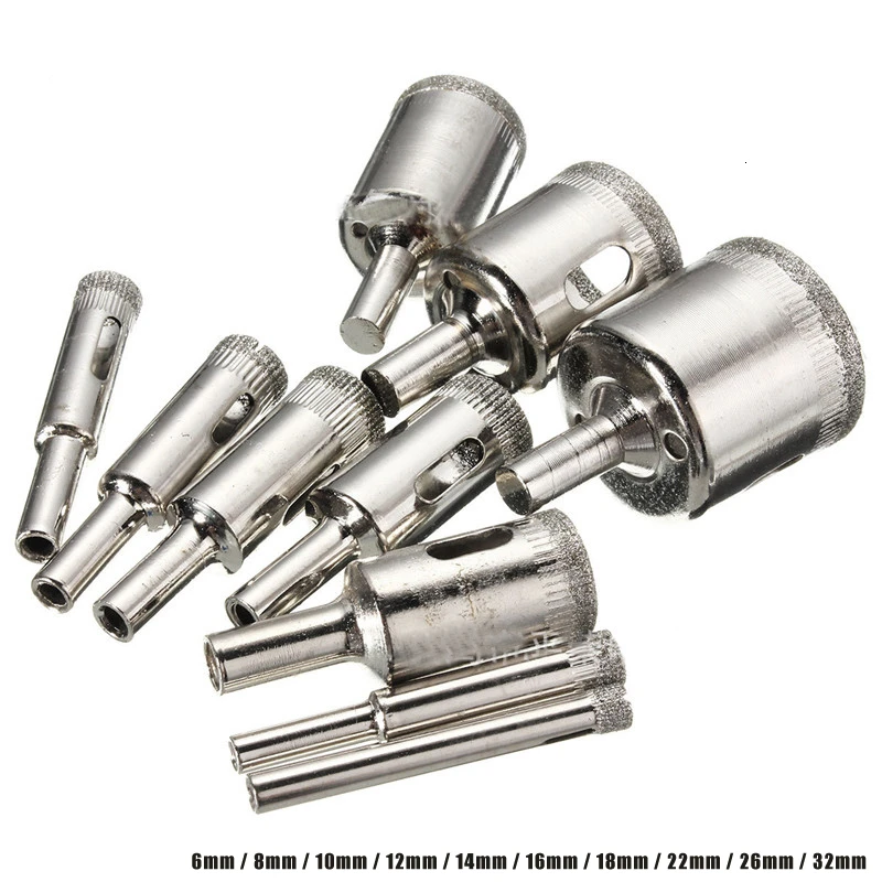 

FGHGF10Pcs 6-32MM Steel Diamond Set Hole Saw Drill Bit Cutter Tile Glass Marble Ceramic Drilling Tool