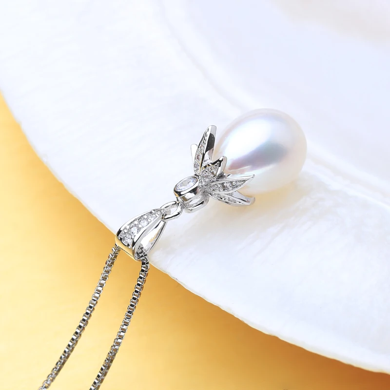 FENASY ожерелье из натурального пресноводного жемчуга для женщин модная 925 пробы форма серебряного Листа подвеска с жемчугом