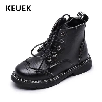 

New Children Leather Boots Boys Girls Spring/Autumn Ankle Boots Student Flat Casual Breathable Toddler Baby Kids Shoes 018