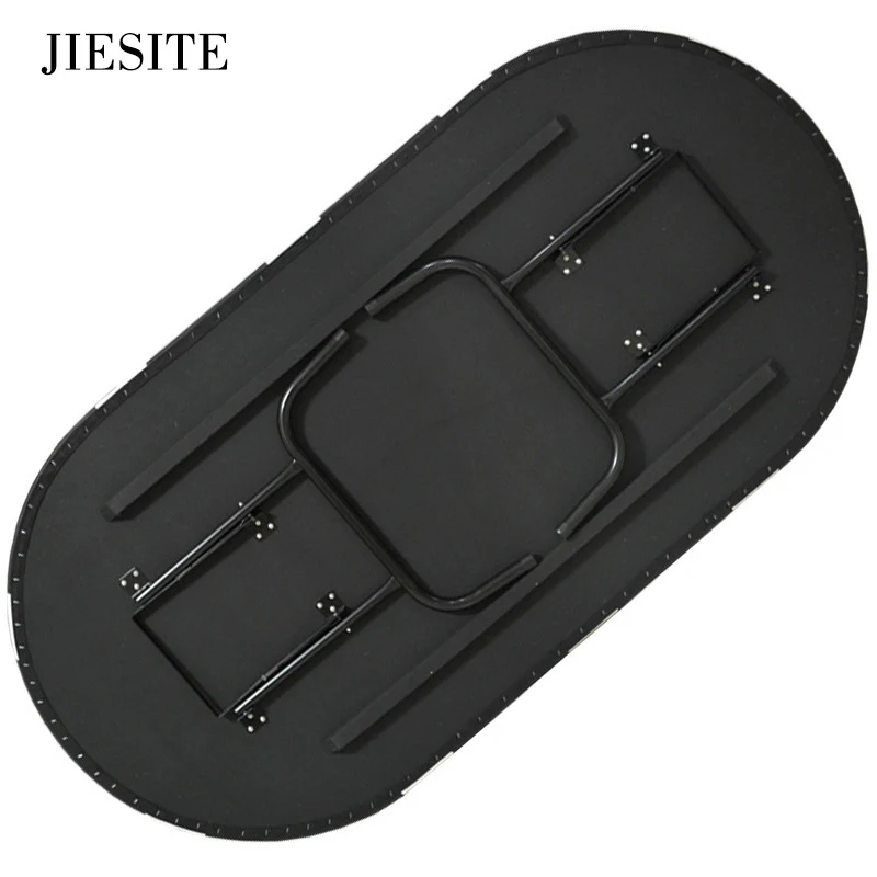  -213*107*76cm Oval Casino Foldable Poker Table Texas Hold'em Baccarat Three Fold with Waterproof Fa