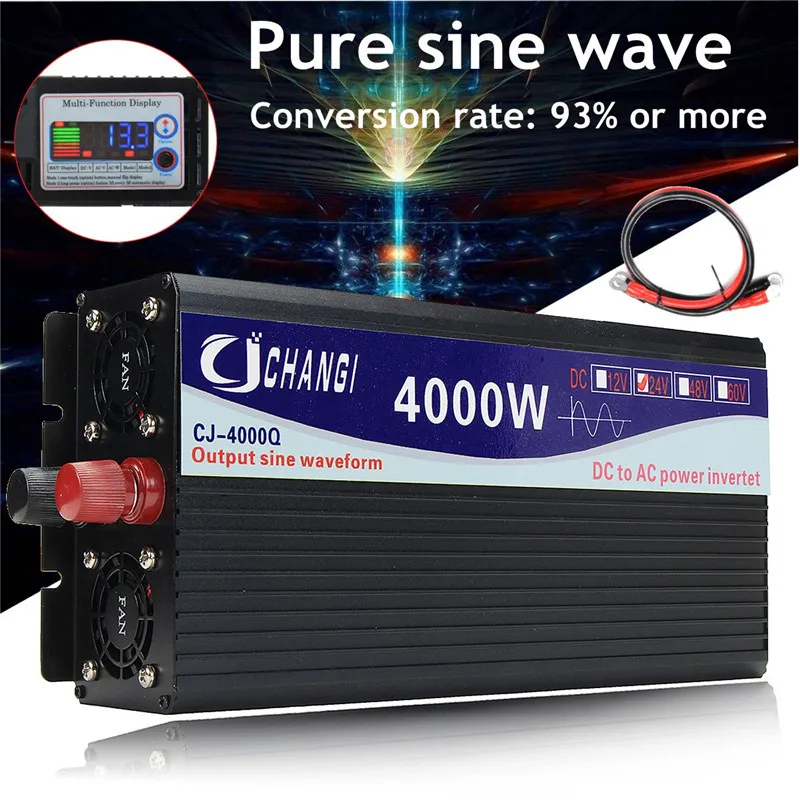

Inverter 12V To 220V 3000/4000/5000/6000W Voltage Transformer Power Solar Inverter Pure Sine Wave Converter Adapter LCD Screen