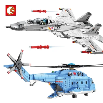 

SEMBO Military Chinese J-15 Carrier aircraft Flying Shark Flanker-D Fighter Z-18 Copter Airplane Model Building Blocks toys Gift