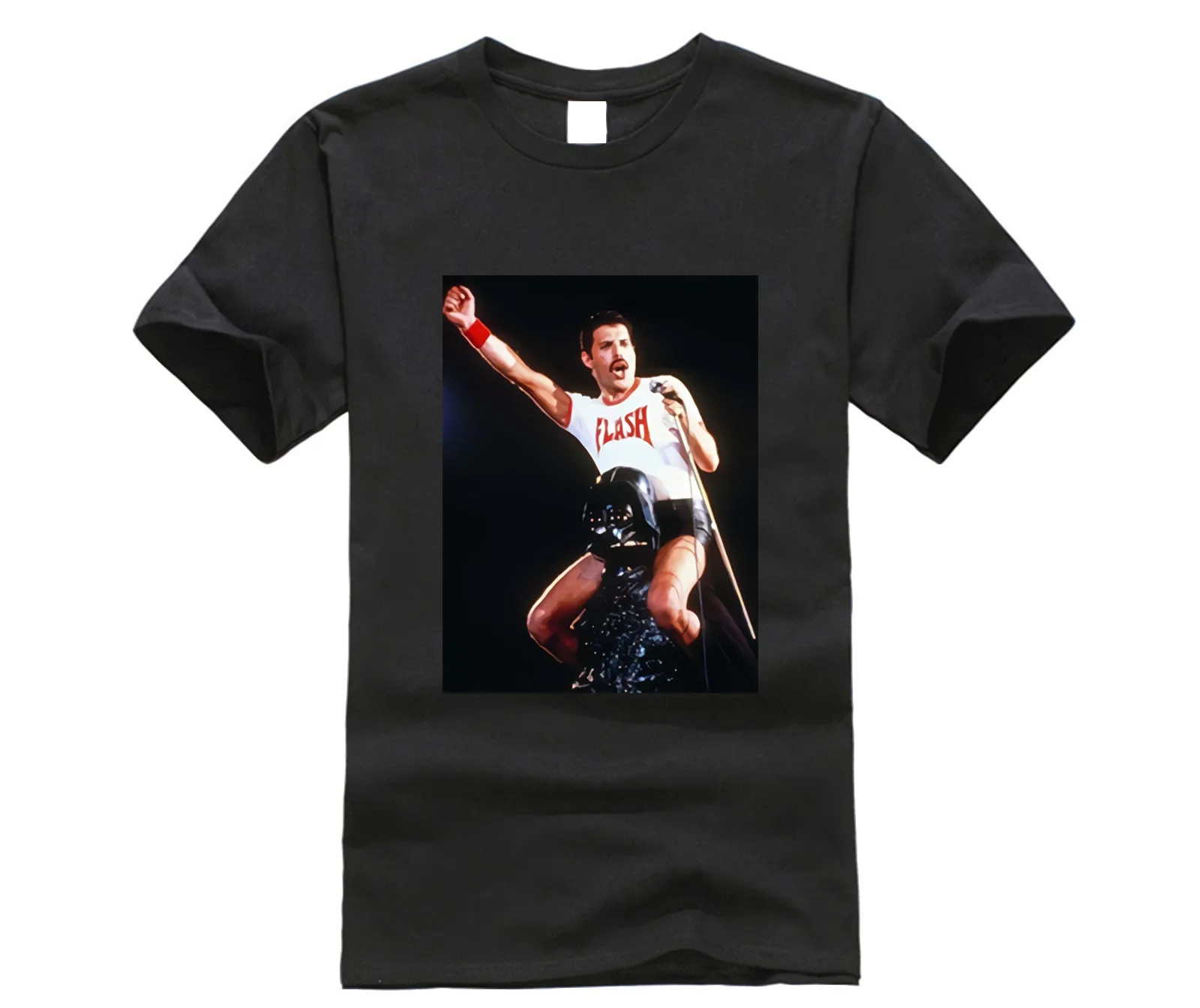 

Queen Freddie Mercury Flash Gordon Live In Concert T-shirt Darth Vader New Short Sleeve Men T Shirt Harajuku Streetwear