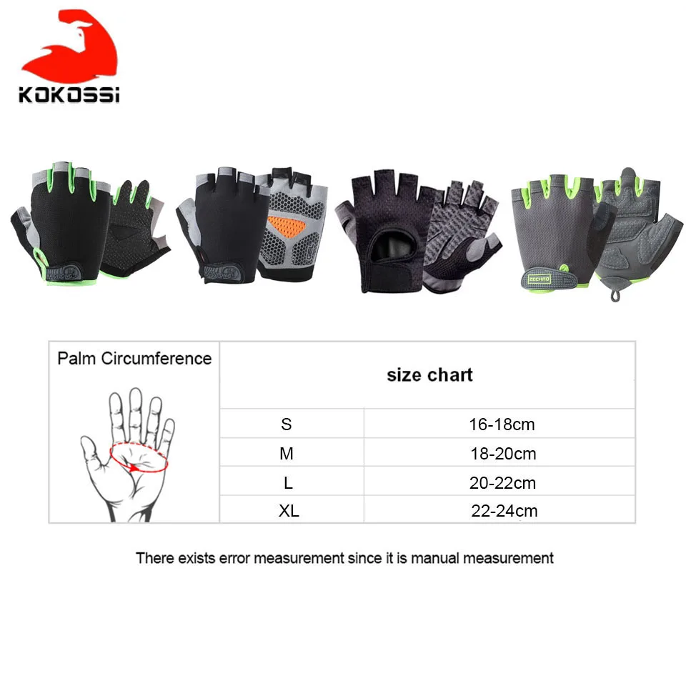 KoKossi Fitness Weightlifting Gloves Half Finger Non-slip Outdoor Sports Cycling Glove Mitten Men Women Bicycle Riding Gloves