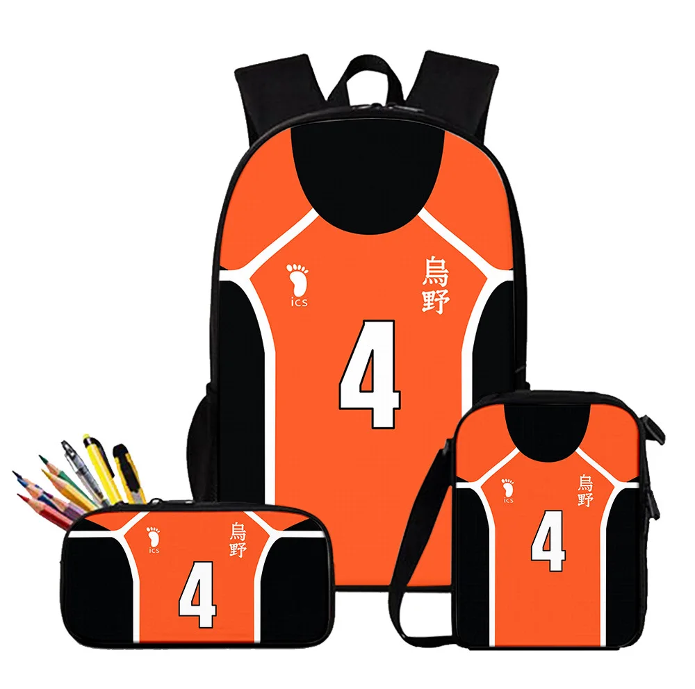 3 шт. рюкзак Haikyuu винтажные холщовые рюкзаки школьная сумка мужские дорожные