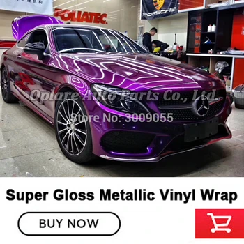 

Highest quality Car wrapping Purple Gloss metallic vinyl wrap Metal paint wrapping film low initial tack adhesive 5m/10m/18m