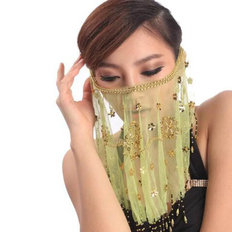 Women Belly Dance Face Veil Sexy Bellydancing Custome Bollywood Tribal