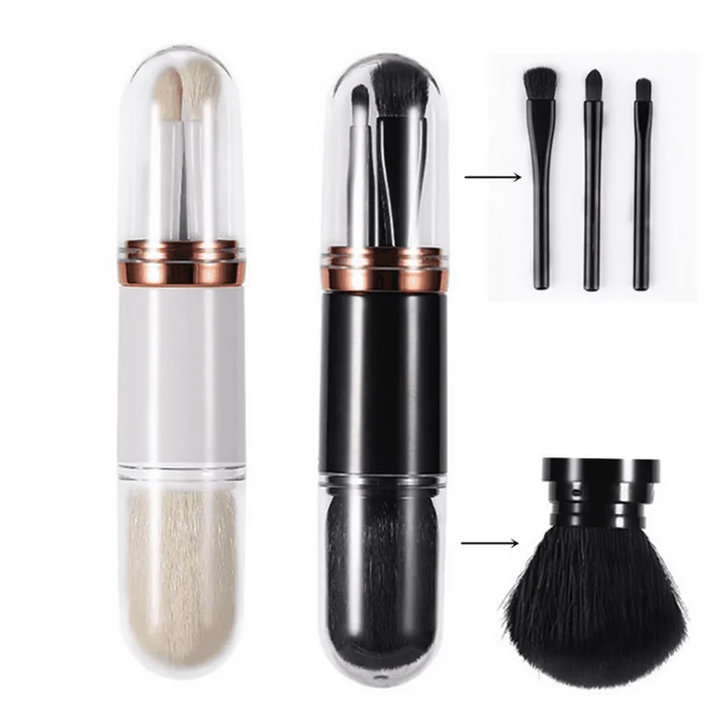

New 4 in 1 Travel Portable Mini Makeup Brushes Multi-function Powder Eyeshadow Eyeliner Eyebrow Brush Lip Make Up Brushes set