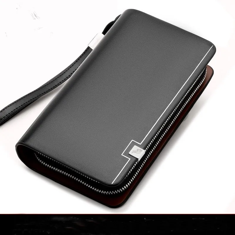Brand Men Wallets carteira masculina couro coin pocket Double Zip Male Wallet long Large Men Purse hombre clutch bag Business 4