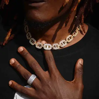 

2020 Hip hop 5A baguette cz lock pin Iced Out Miami Cuban Link Chain Necklaces for women Rapper Punk Gothic Wide Clasp Jewelry