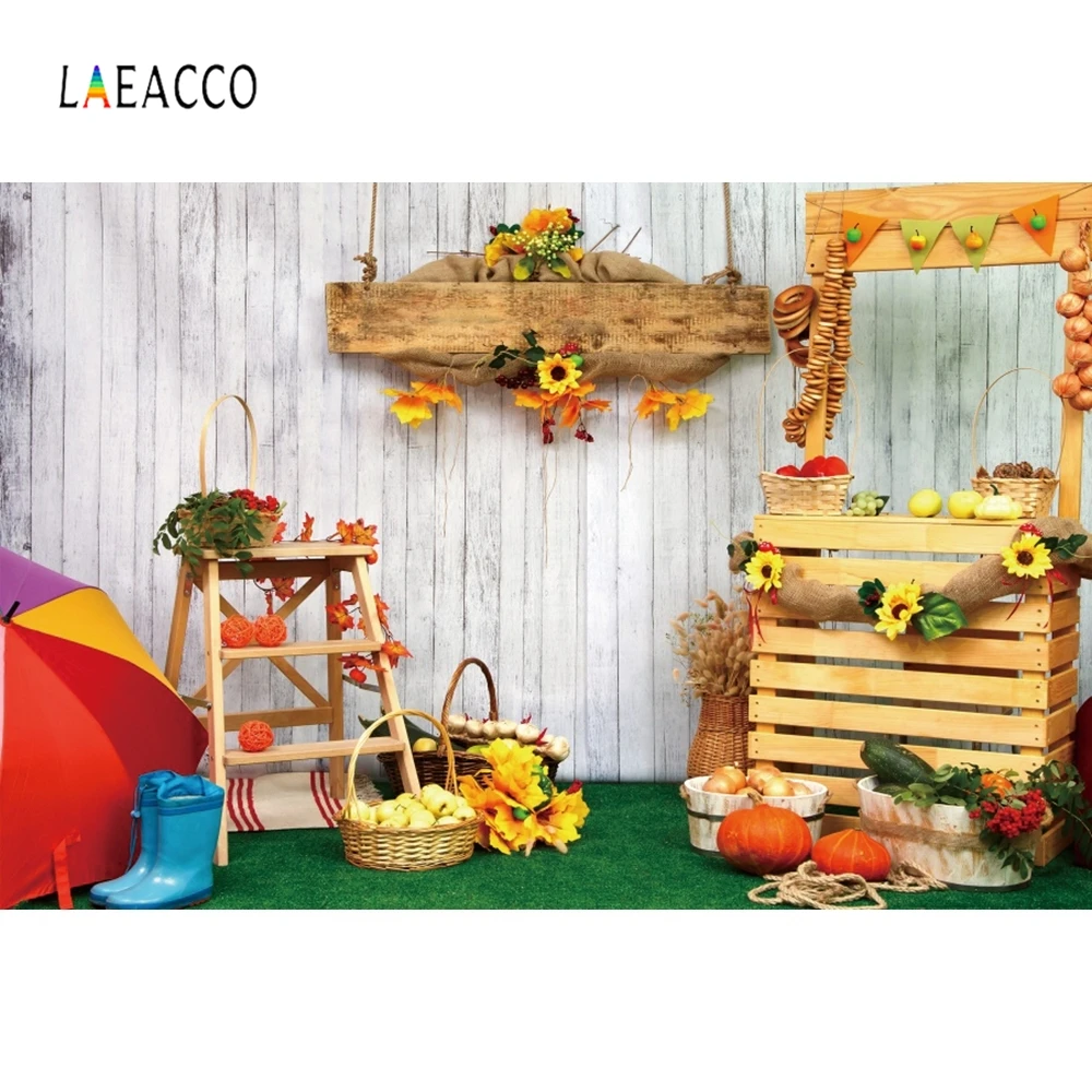 Фотофон Laeacco Sunflowers Cart с деревянной доской и зонтиком для детской фотосъемки