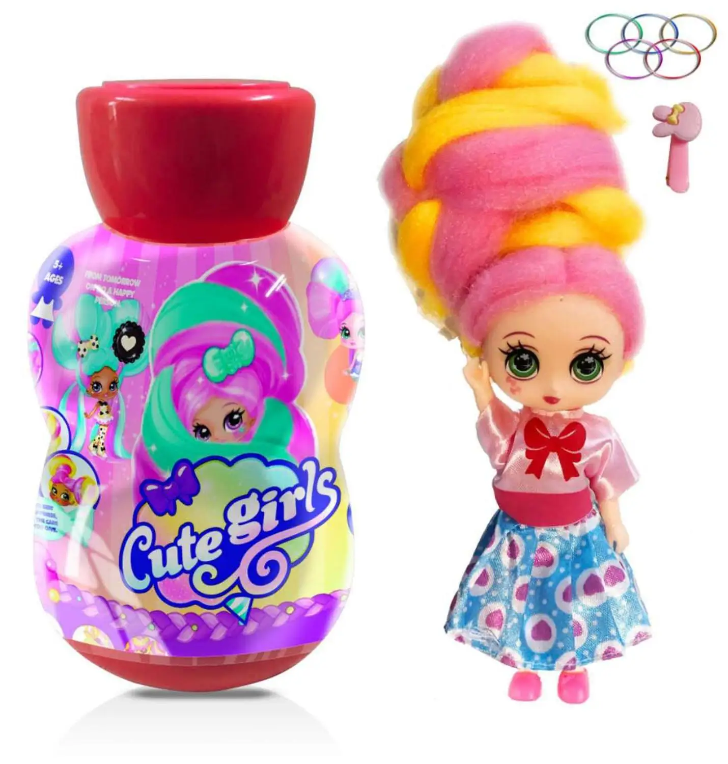 

5inch Candylocks cotton candy hairdressing doll Marshmallow Hair for Girl Birthday Gift 6 styles shipping in random