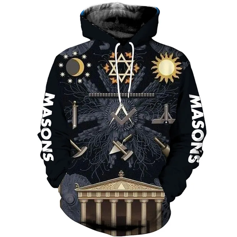 

New fashion dress masons 3D full body print men's casual Hoodie / Hoodie / zipper Hoodie