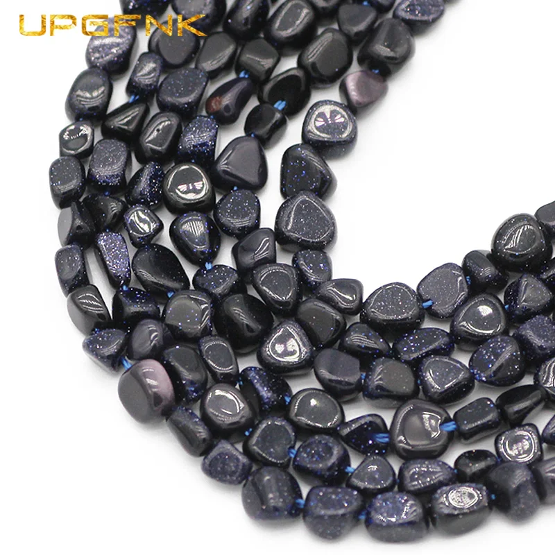 UPGFNK Natural Irregular Blue sand Stone Beads 4~7mm Loose Spacer For Jewelry Making DIY Bracelet Necklace 15'' Strand | Украшения