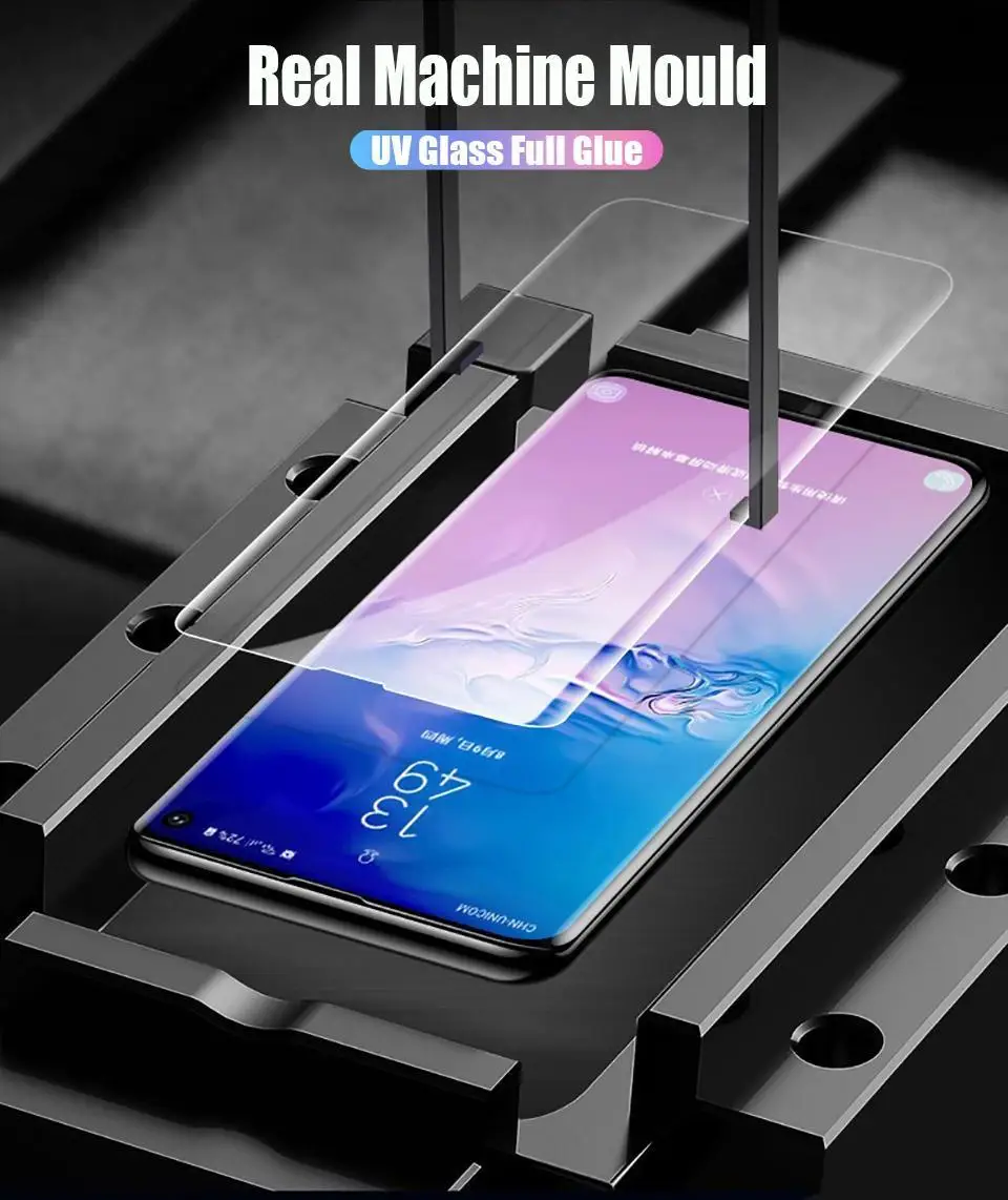 Прозрачный изогнутый УФ жидкий Полный Клей закаленное стекло для samsung Galaxy Note 10 Pro S8 S9 S10 Plus Note 8 9 S7 Полный экран протектор