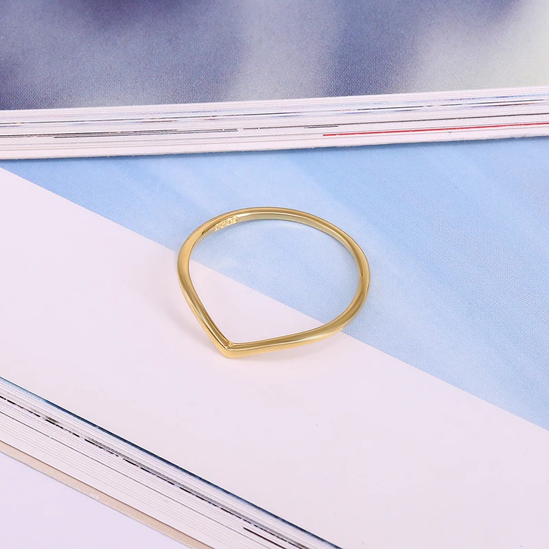 925 Sterling Silver Rings for Women Anti-allergy Smooth Couple Wedding Rings V Shape Smooth Slim Knuckle silver rings silver ring wedding rings