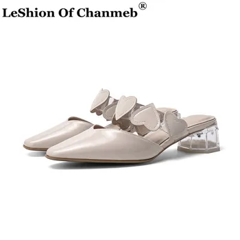 

2020 Newest Crystal Clear Heels Sandals Women Summer Patent Leather Party Casual Shoes Woman Elegant Close Toe Mules Female Sexy