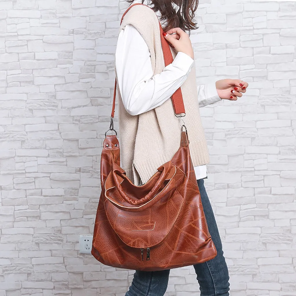 

Fashion Women's Solid Color Large Capacity Leather Shoulder Bag Messenger Bag Purses And Handbags Sac A Main Femme#20